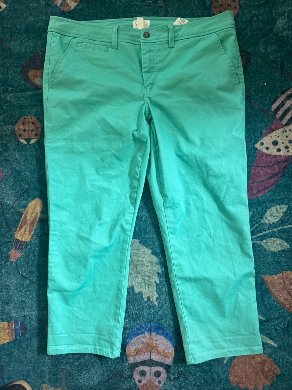 Market & Spruce Mint Green Cropped Chino Pants 14 Cotton Blend Summer NWOT